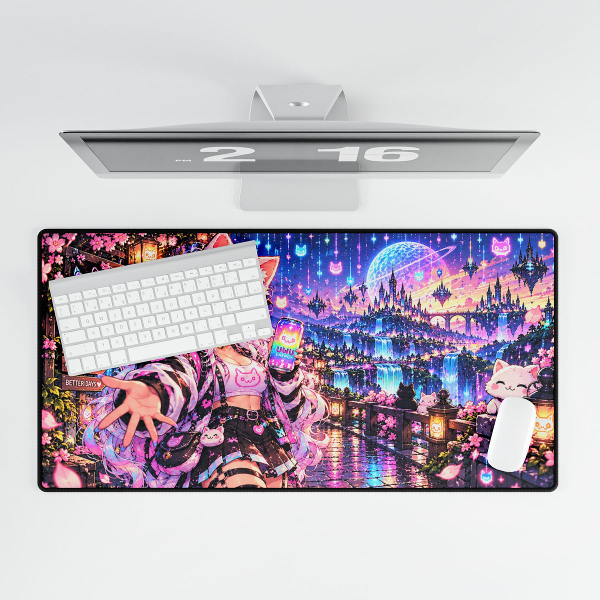 π Pixel Rain : Mio β Large Gaming Mouse Pad