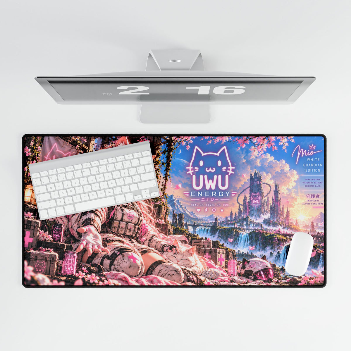 🤍 Mio White — Guardian Healer Limited Edition — Large Gaming Mouse Pad
