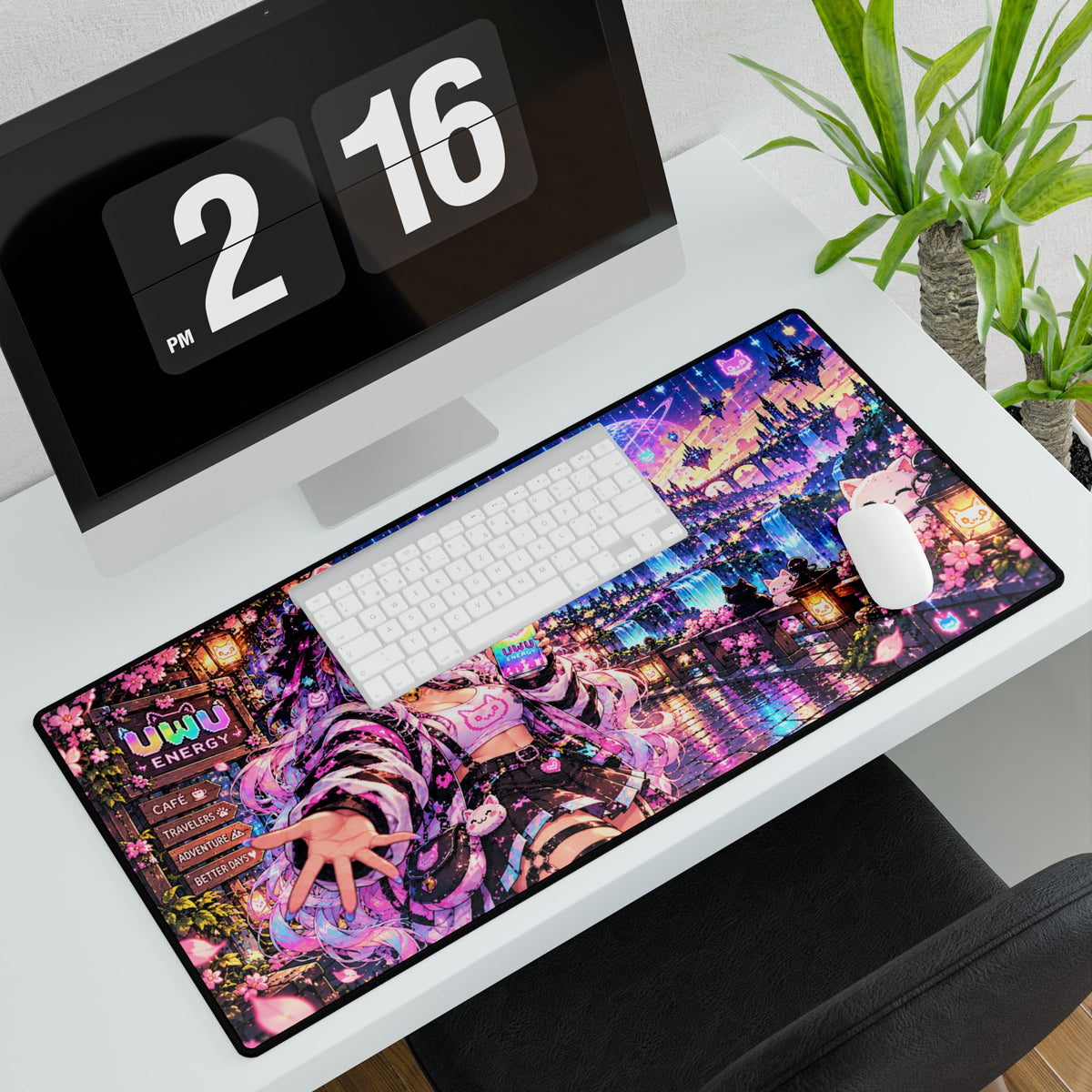 🌈 Pixel Rain : Mio — Large Gaming Mouse Pad