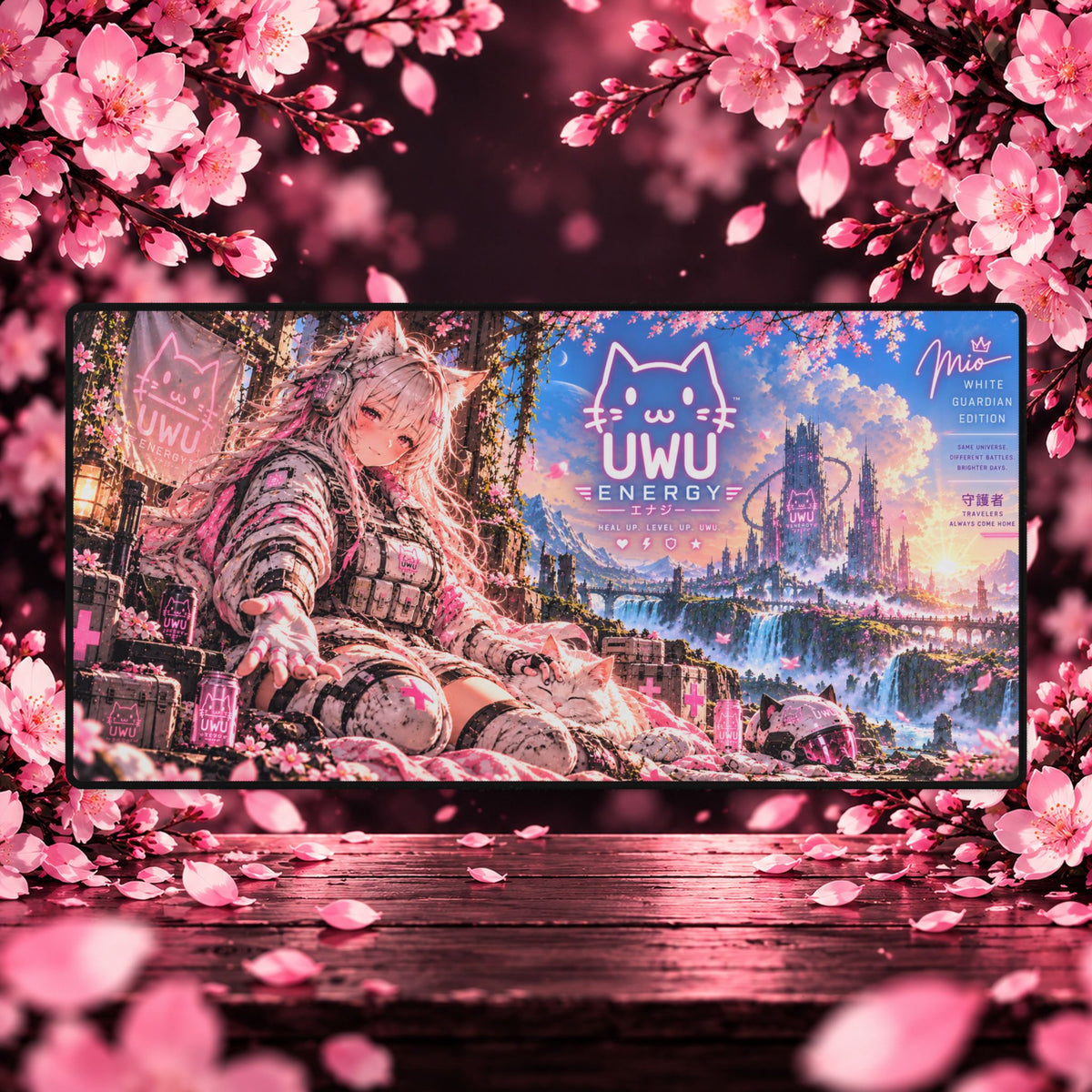 🤍 Mio White — Guardian Healer Limited Edition — Large Gaming Mouse Pad